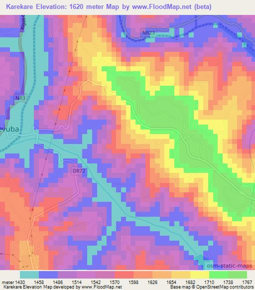 Karekare,Rwanda Elevation Map