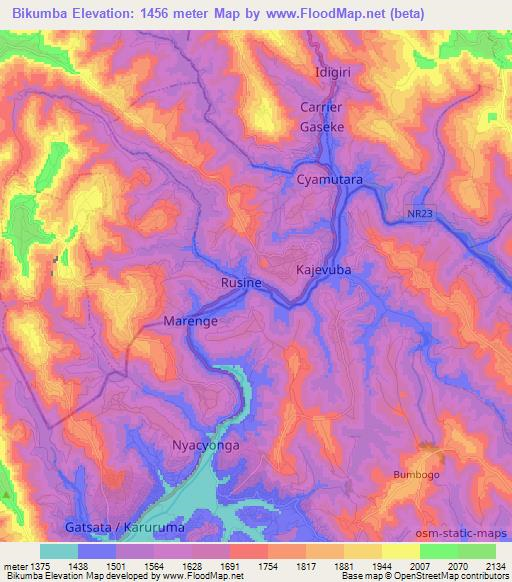 Bikumba,Rwanda Elevation Map