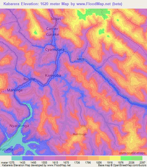 Kabarera,Rwanda Elevation Map