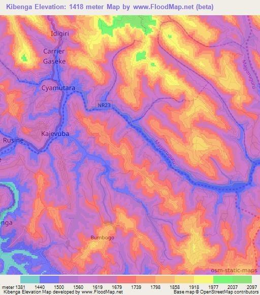 Kibenga,Rwanda Elevation Map