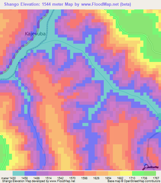 Shango,Rwanda Elevation Map