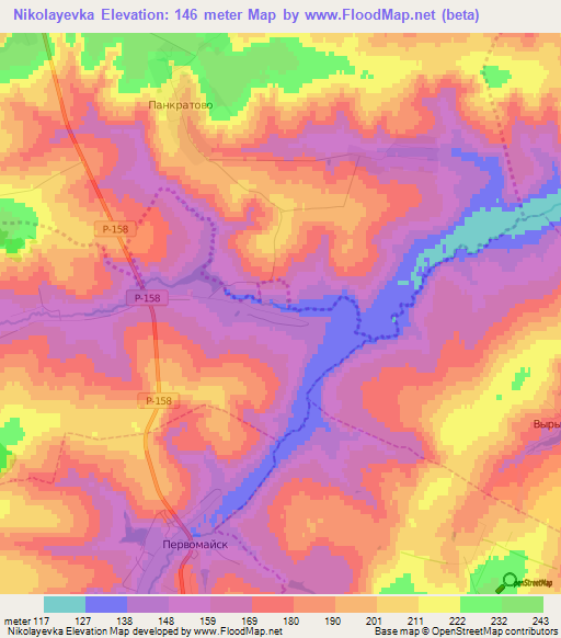 Nikolayevka,Russia Elevation Map