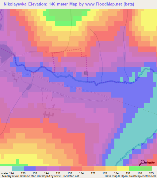 Nikolayevka,Russia Elevation Map