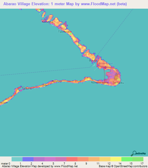 Abarao Village,Kiribati Elevation Map