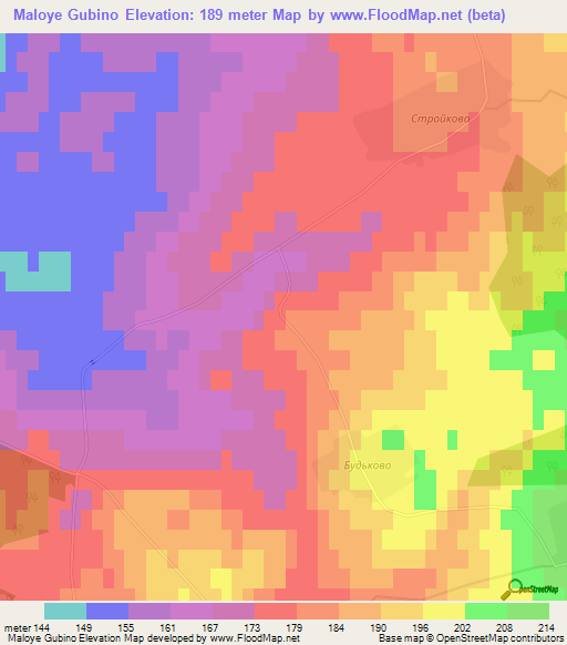 Maloye Gubino,Russia Elevation Map