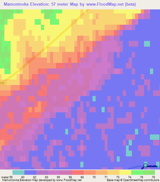 Mamontovka,Russia Elevation Map