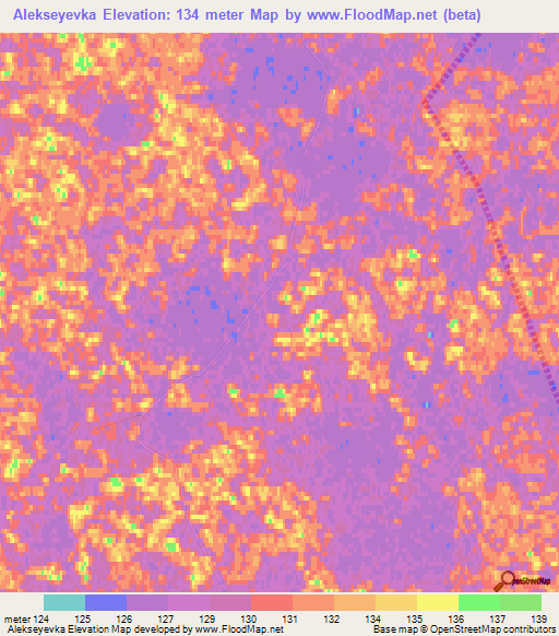 Alekseyevka,Russia Elevation Map