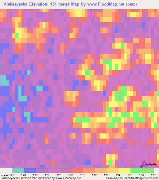 Alekseyevka,Russia Elevation Map