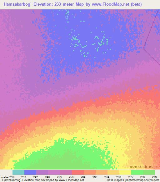 Hamzakarbog`,Uzbekistan Elevation Map