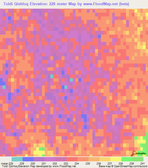 Toldi Qishloq,Uzbekistan Elevation Map