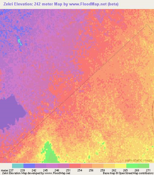 Zekri,Uzbekistan Elevation Map