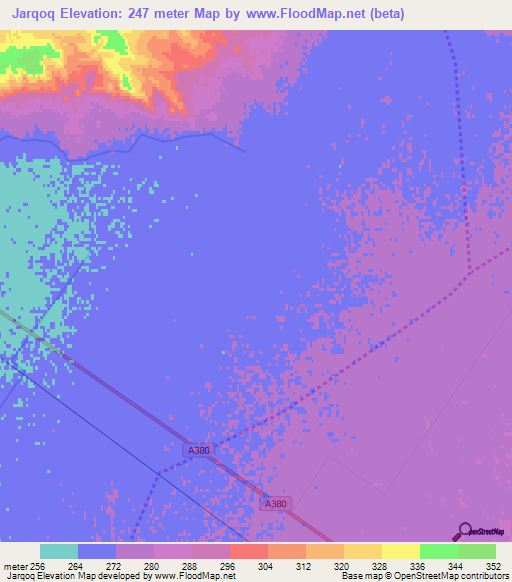 Jarqoq,Uzbekistan Elevation Map