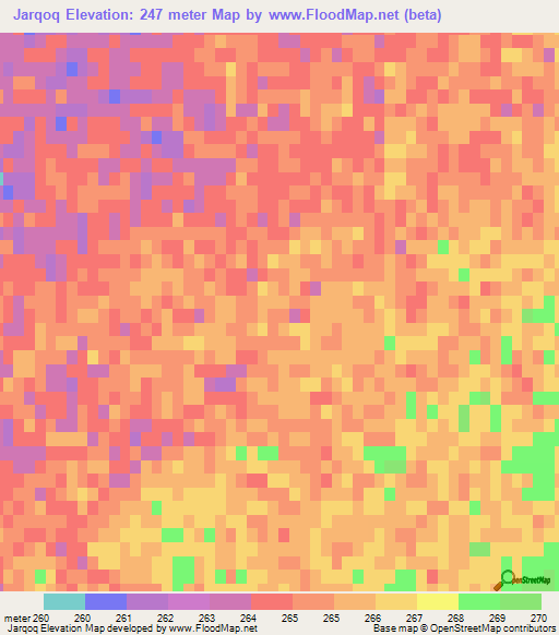 Jarqoq,Uzbekistan Elevation Map