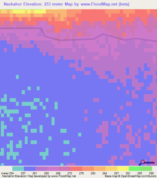 Navbahor,Uzbekistan Elevation Map