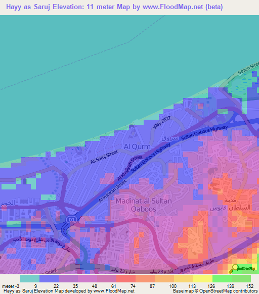 Hayy as Saruj,Oman Elevation Map