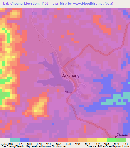 Dak Cheung,Laos Elevation Map