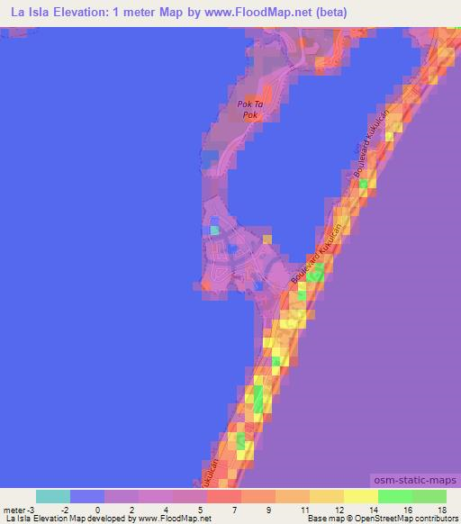 La Isla,Mexico Elevation Map