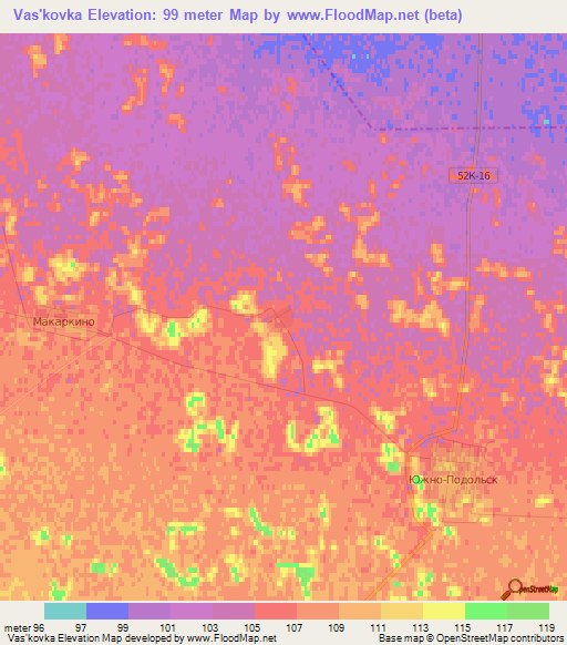 Vas'kovka,Russia Elevation Map