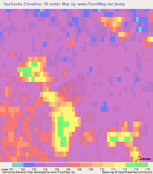 Vas'kovka,Russia Elevation Map