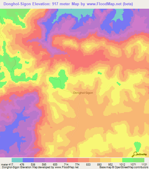 Donghol-Sigon,Guinea Elevation Map