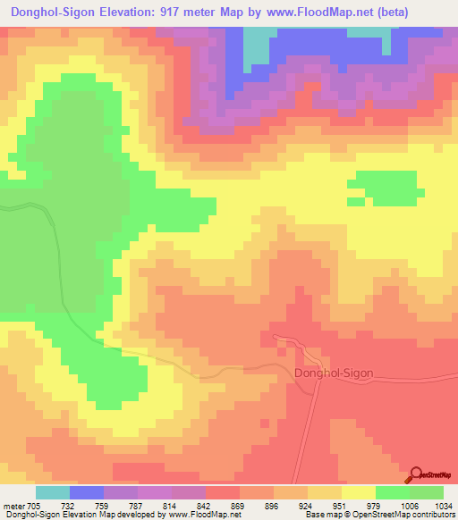 Donghol-Sigon,Guinea Elevation Map