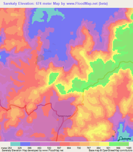 Sarekaly,Guinea Elevation Map