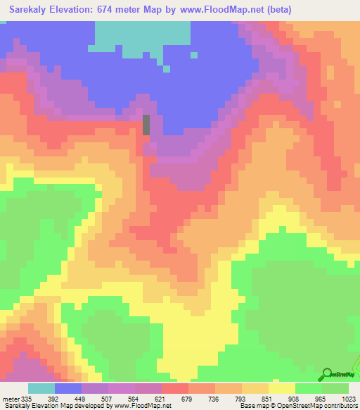 Sarekaly,Guinea Elevation Map