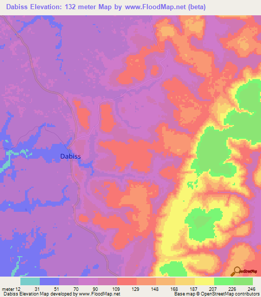 Dabiss,Guinea Elevation Map