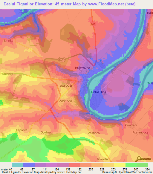 Dealul Tiganilor,Moldova Elevation Map