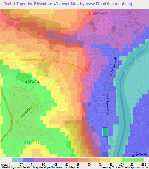 Dealul Tiganilor,Moldova Elevation Map