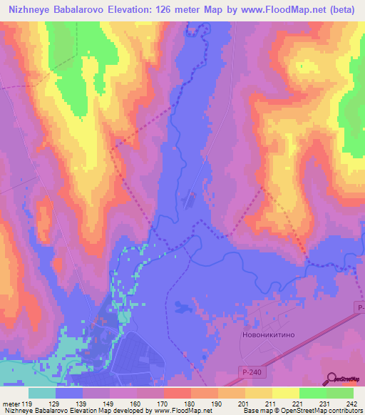 Nizhneye Babalarovo,Russia Elevation Map