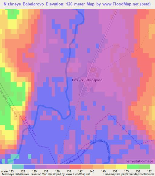 Nizhneye Babalarovo,Russia Elevation Map