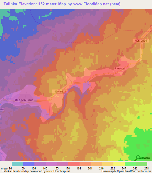 Talinka,Russia Elevation Map