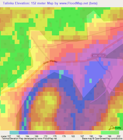 Talinka,Russia Elevation Map