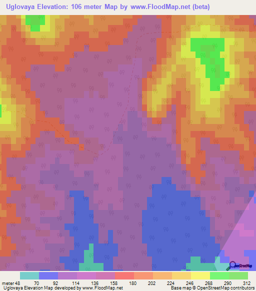 Uglovaya,Russia Elevation Map