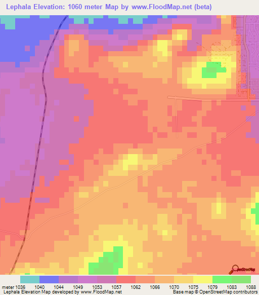 Lephala,Botswana Elevation Map