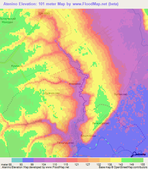 Atenino,Russia Elevation Map