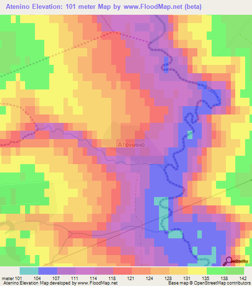 Atenino,Russia Elevation Map