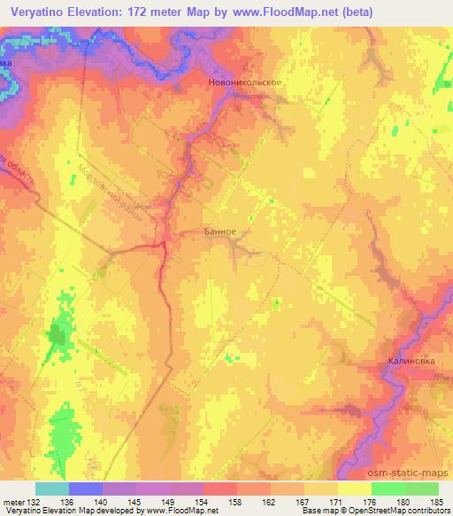 Veryatino,Russia Elevation Map