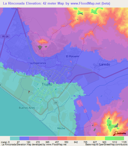 La Rinconada,Peru Elevation Map