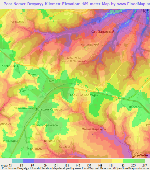 Post Nomer Devyatyy Kilometr,Russia Elevation Map