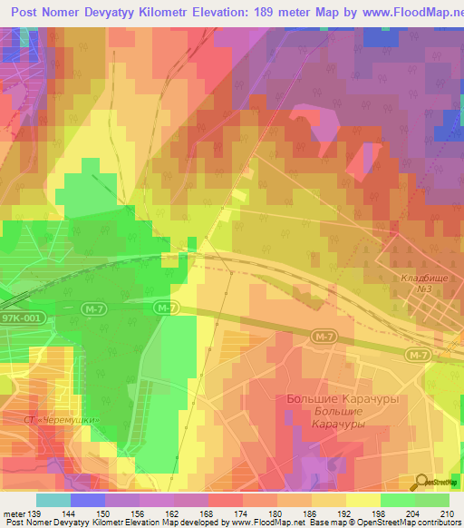 Post Nomer Devyatyy Kilometr,Russia Elevation Map