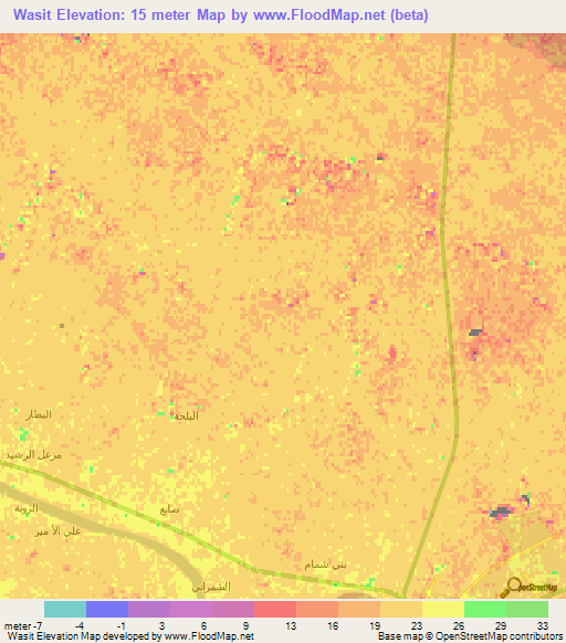 Wasit,Iraq Elevation Map