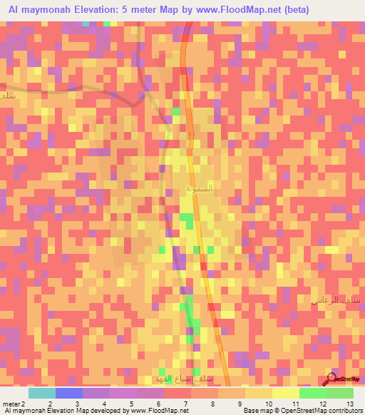 Al maymonah,Iraq Elevation Map