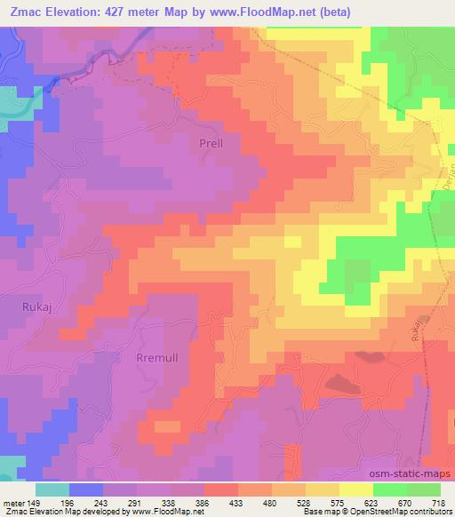 Zmac,Albania Elevation Map