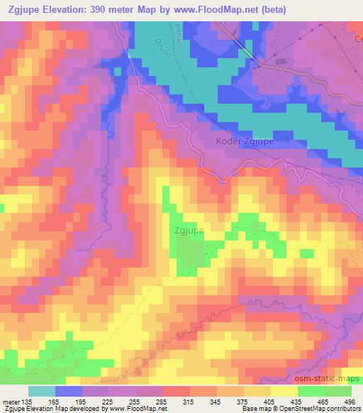 Zgjupe,Albania Elevation Map