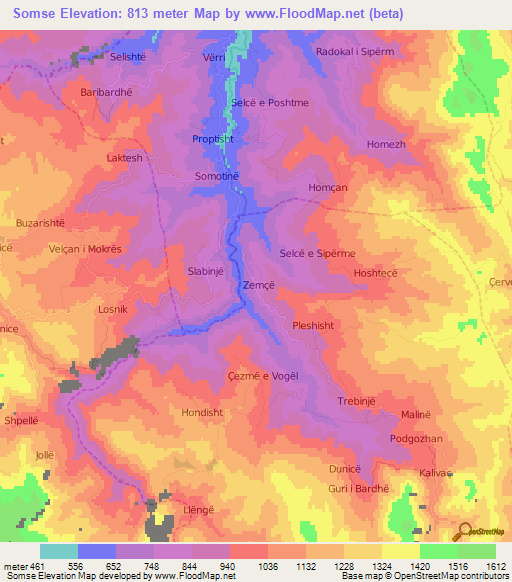 Somse,Albania Elevation Map