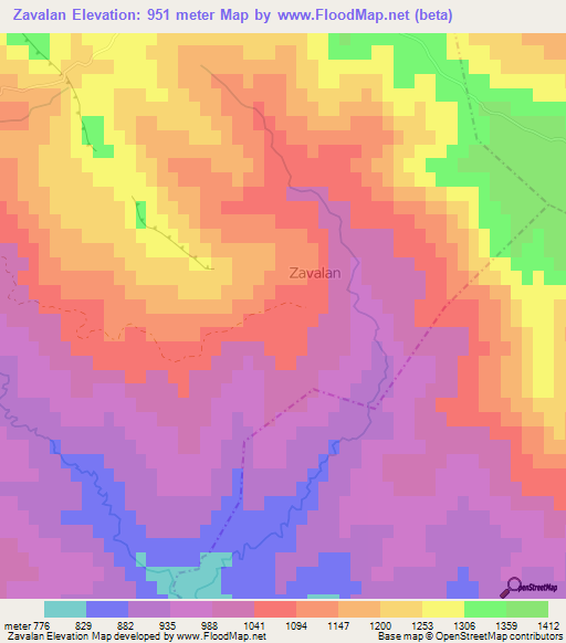 Zavalan,Albania Elevation Map