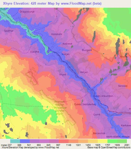 Xhyre,Albania Elevation Map