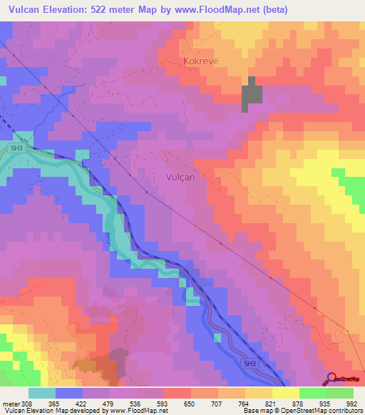 Vulcan,Albania Elevation Map